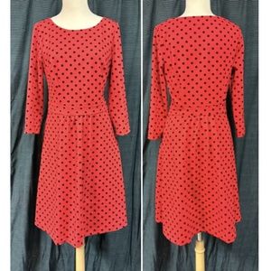 Boden Red Vintage Velvet Polka Dot Dress